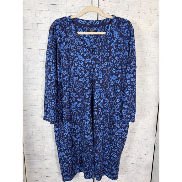 Simply Vera Vera Wang Dresses & Skirts - Simply Vera Vera Wang Dress Shirt Floral V-Neck Knit Pockets Long Sleeve Plus Sz
